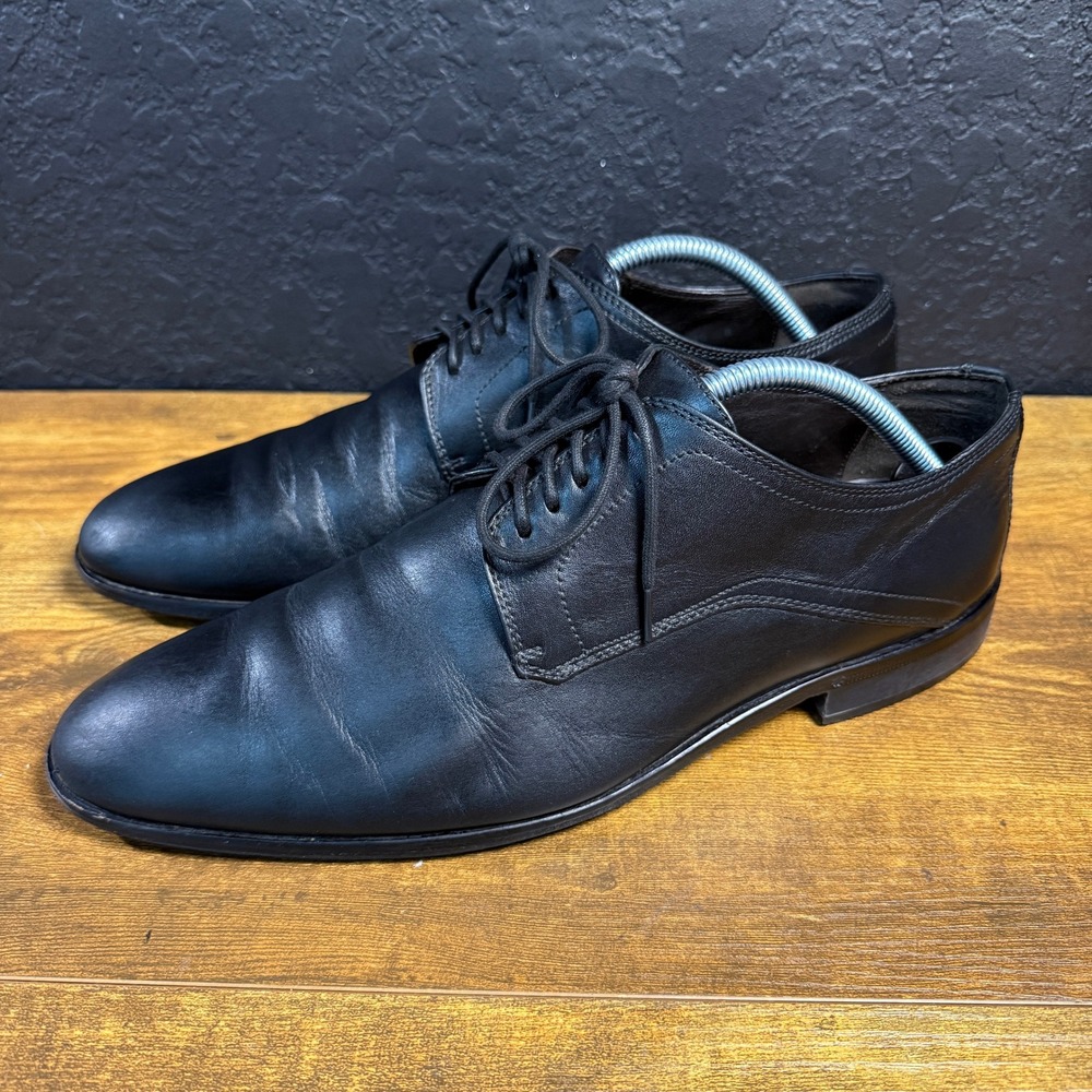 BOSS Hugo Boss 50299345 Black Leather Derby Dress Shoes Mens Size 8 - Picture 3 of 7